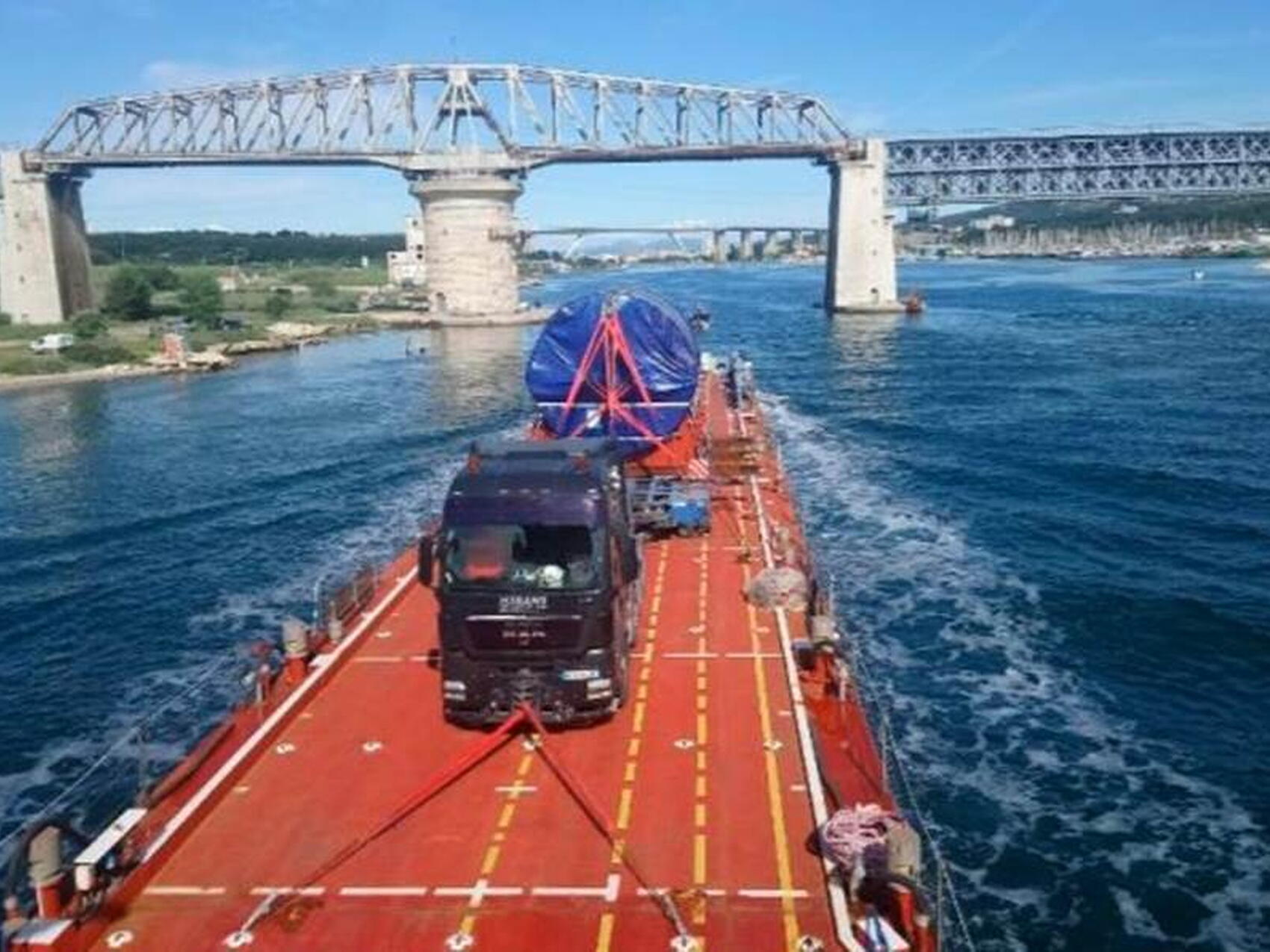 Part of the trip by barge